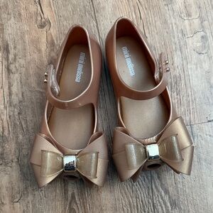 Mini Melissa Gold Bow Dress Shoes